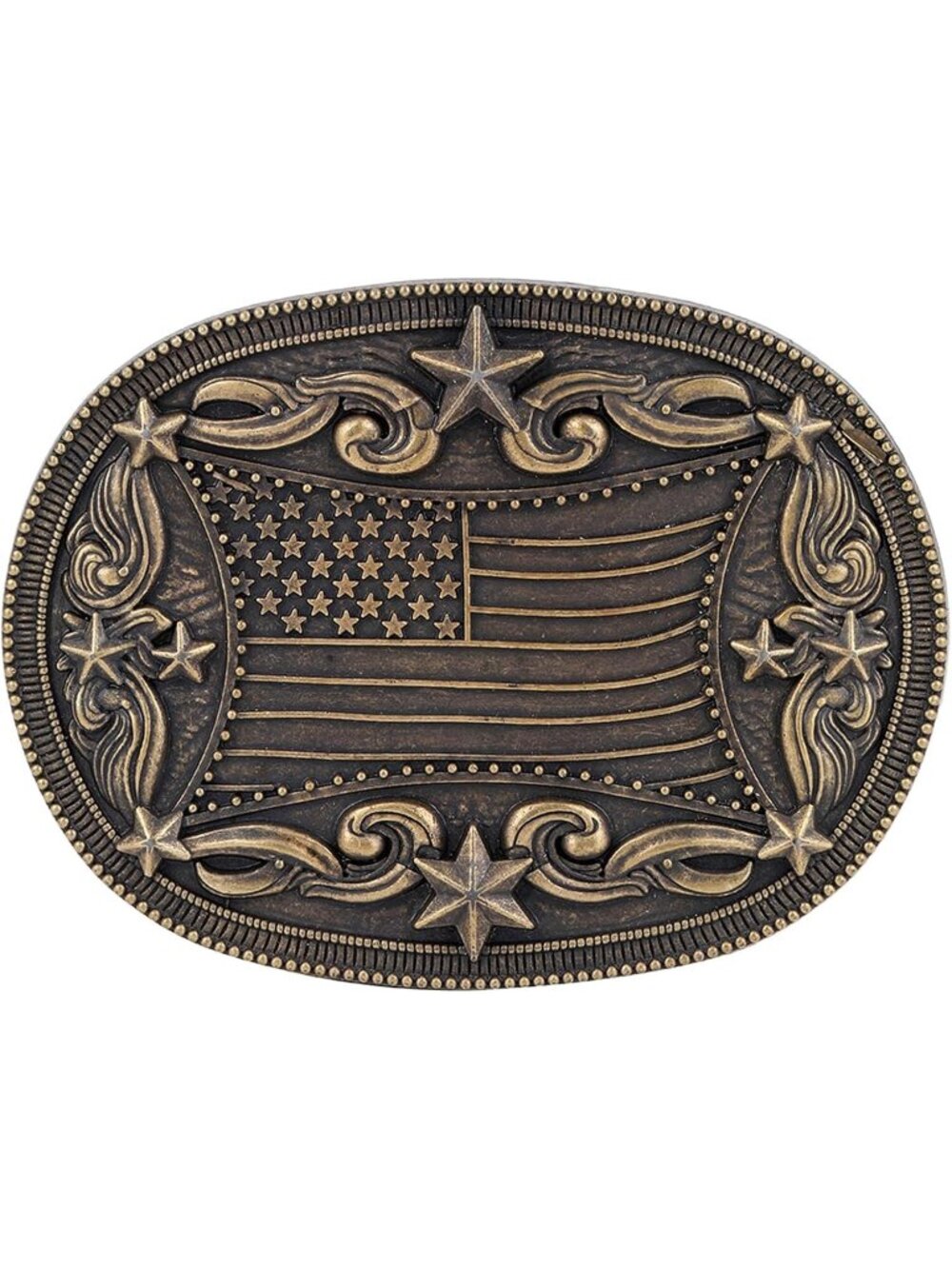 Men Bronze Flag Cowboy Belt Buckle Cross Prayer Horse Vintage Western